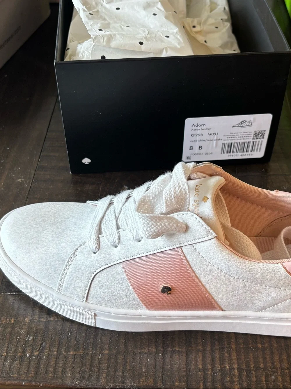 kate spade White & Blush Pink Low-Top Sneakers